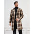 Men's Multicolor Plaid Lapel Neck Slant Pockets Overcoat