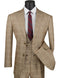 Harlem Nights Suits for Men - Mens 1930s Camel Plaid 3 Piece Suit Three Piece 1920s Low Cut Vest Vinci V2RW-7
