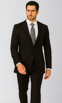 Mens 2 Button 100% Linen Suit with Elbow Patches Jacket in Black