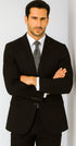 Mens 2 Button 100% Linen Suit with Elbow Patches Jacket in Black