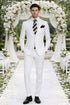 Mens 2 Button Classic Fit Basic Poplin Suit in White