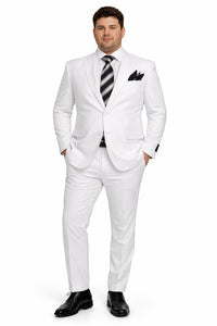 Mens 2 Button Classic Fit Basic Poplin Suit in White