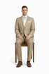 Mens 2 Button Classic Fit Pleated Pant Suit in Khaki