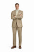 Mens 2 Button Classic Fit Pleated Pant Suit in Khaki
