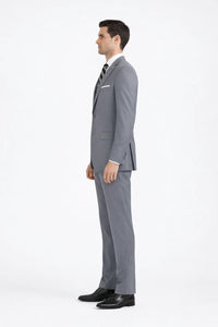 Mens 2 Button Classic Poplin Grey Suit