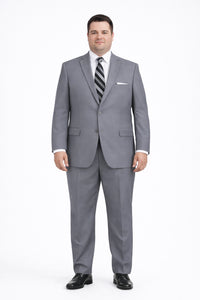Mens 2 Button Classic Poplin Grey Suit