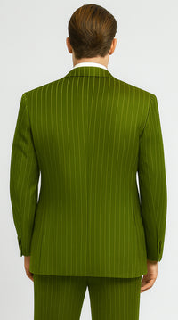 Mens 2 Button Gangster Pinstripe Pattern  Suit in Black