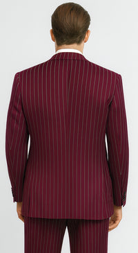 Mens 2 Button Gangster Pinstripe Pattern  Suit in Black