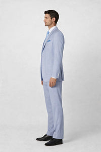Mens 2 Button Jacket + Pants Summer Seersucker Suit