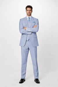 Mens 2 Button Jacket + Pants Summer Seersucker Suit