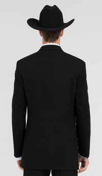 Mens 2 Button Western Cowboy Tuxedo in Black