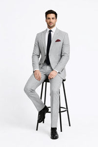 Men's 2pc Summer Seersucker Modern Fit  Black Suit