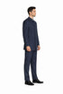 Mens 5 Button Mandarin Collar Suit in Navy Pinstripe