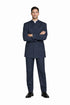 Mens 5 Button Mandarin Collar Suit in Navy Pinstripe