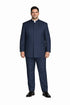 Mens 5 Button Mandarin Collar Suit in Navy Pinstripe