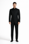 Mens 5 Button Mandarin Collar Tuxedo Suit in Black