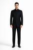 Mens 5 Button Mandarin Collar Tuxedo Suit in Black