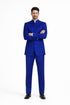 Mens 5 Button Mandarin Collar Tuxedo Suit in Navy
