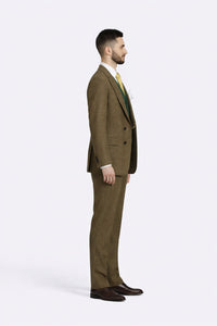 Al Capone Outfit for Men Brown Double Breasted Suit $179 + Hunter Green Vest $59