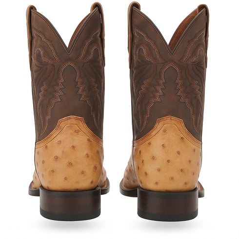 Dan Post Men's Alamosa Full Quill Ostrich Square Toe Boots - Sand