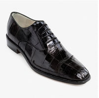 Mens Belvedere Mare Eel & Ostrich Cap Toe Dress Shoe in Black