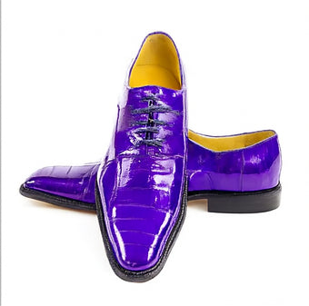 Mens Belvedere Mare Eel & Ostrich Cap Toe Dress Shoe in Black