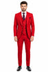 Men's Berry Statement Ticket Pocket Peak Lapel Wool Double Breasted Vest Suit with Gold Buttons – Modern Fit