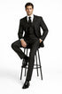 Men's Black And White Gangster Bold PinStripe Mars Vested 3 Piece Fashion Suit