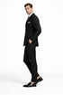 Mens Black Double Breasted Suit - Mens Classic Double Breasted Luxury Wool Feel Suit in Black