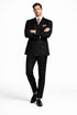 Mens Black Double Breasted Suit - Mens Classic Double Breasted Luxury Wool Feel Suit in Black