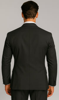 Mens Black Double Breasted Suit  - Mens Classic Double Breasted Poplin Suit in Black