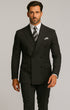 Mens Black Double Breasted Suit  - Mens Classic Double Breasted Poplin Suit in Black