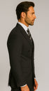 Mens Black Double Breasted Suit  - Mens Classic Double Breasted Poplin Suit in Black