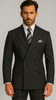 Mens Black Double Breasted Suit  - Mens Classic Double Breasted Poplin Suit in Black