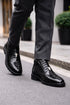 Belvedere Gallardo Men's Shoes Black Exotic Caiman Crocodile Derby Split-toe Boots
