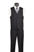 Harlem Nights Suits for Men - Mens Black Fine Pinstripe Suit 3 Piece Business Fit Vinci V2RS-7