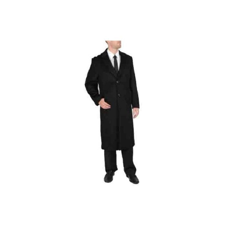 3 BUTTON 'HARVARD' BLACK WOOL-MENS FULL LENGTH - MENS CASHMERE OVERCOAT - CASHMERE COAT