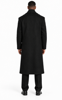 Mens Black full length wool overcoat -Full length Mens Topcoat - Full length coat