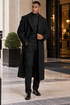 Mens Black full length wool overcoat -Full length Mens Topcoat - Full length coat