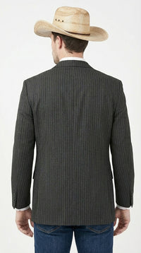 Mens Black Pinstripe Western Blazer – Classic Cowboy Style Jacket for Business, Formal and Smart Casual Wear