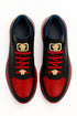 Belvedere  Flash Men's Shoes Black & Red Exotic Ostrich / Calf-skin Leather Casual Sneakers
