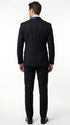 Mens Black Suit with Purple Lapel – Elegant Formal Tuxedo Style Suit for Wedding, Prom, Party and Evening Wear
