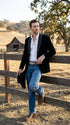Mens Black Velvet Cowboy Blazer – Western Formal Jacket with Satin Lapel