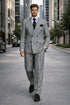 Suits With Baggy Pleated Pants - Wide Leg Pants 100% Wool - Classic Fit in Black and White Plaid Color by Rossiman