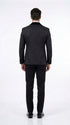 Men’s Black With Velvet collar 3 Piece Tuxedo Suit – Floral Jacquard Dinner Jacket with  Vest and Bowtie