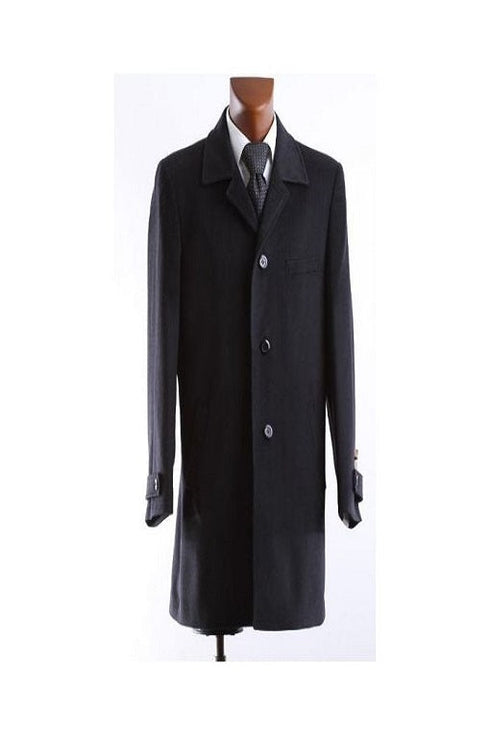 Men’s stylish Fur Long Length Black Coat with notch lapel