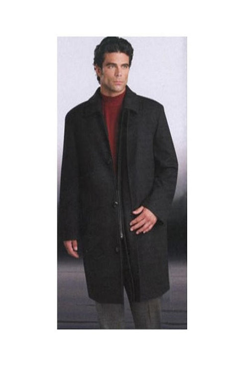 Single breasted Wool Zippered 3/4 Length  Dress Coat Topcoats ~ overcoat