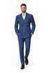 Mens Blue Wool Tiglio Double Breasted Suit – Classic Peak Lapel Suit