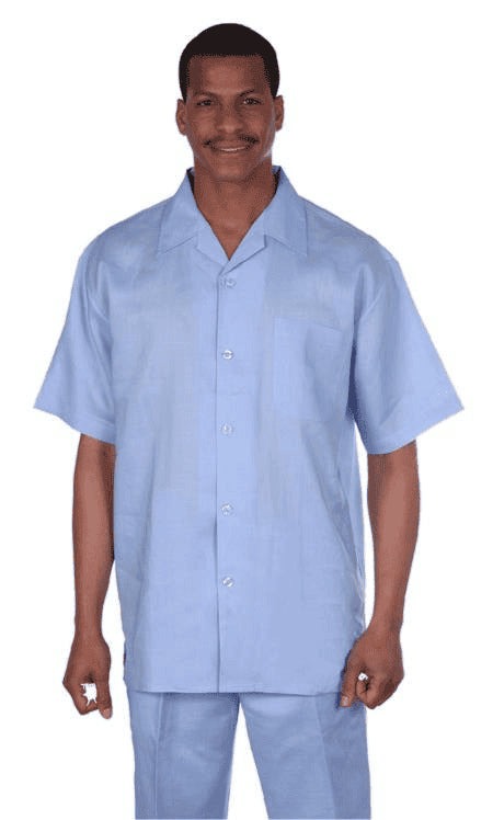 Mens Blue Linen Suit Cotton Overshirts