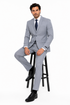 Men’s Blue Plaid 3-Piece Tailored Fit Suit with Vest